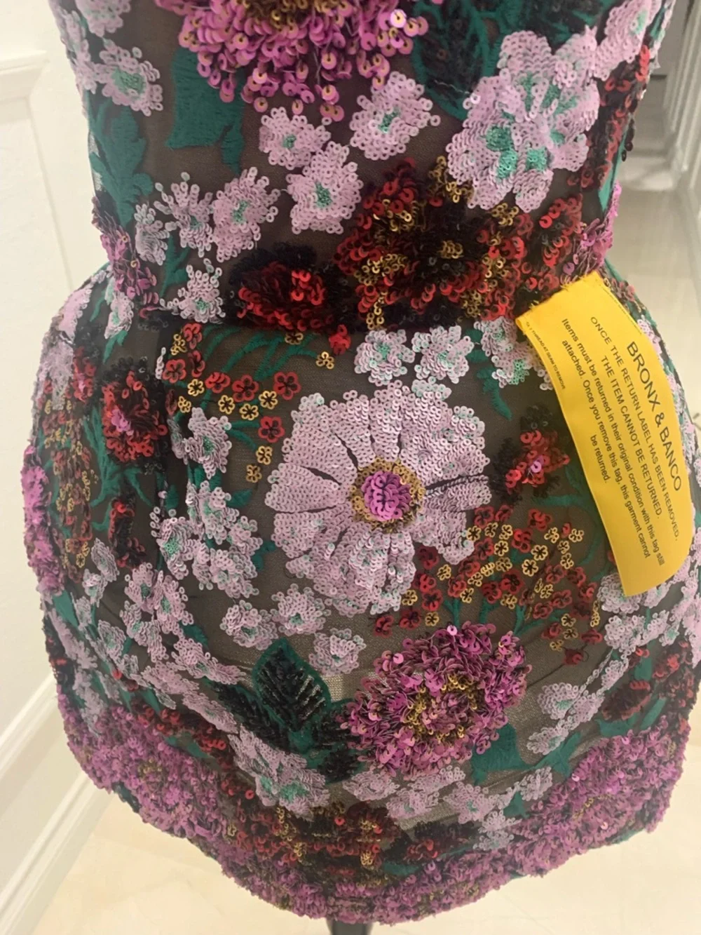 New BRONX AND BANCO Deirdre Floral Sequinned Halter Dress Size S / 4 US - Picture 10 of 16